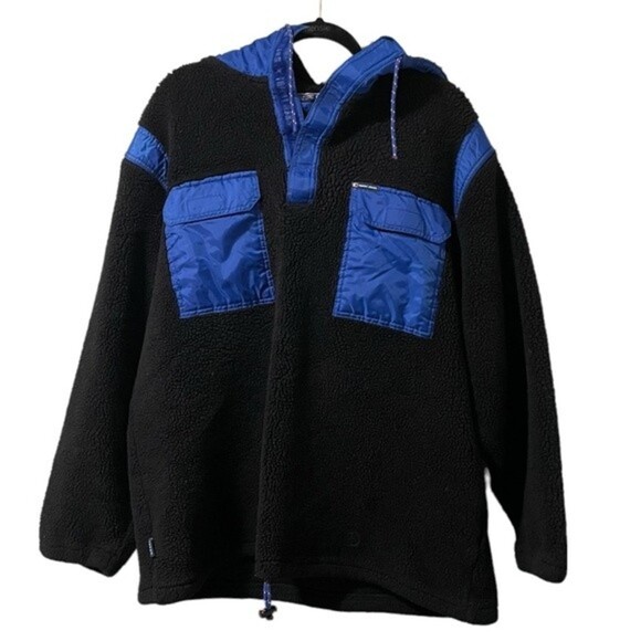 VTG Tommy Hilfiger Jeans Blue Black Heavy Fleece Sherpa